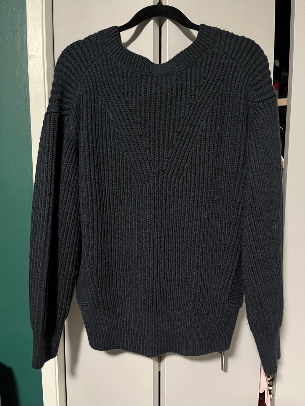 Dynamite Navy Ribbed V-Neck Sweater - Picture 2 of 3